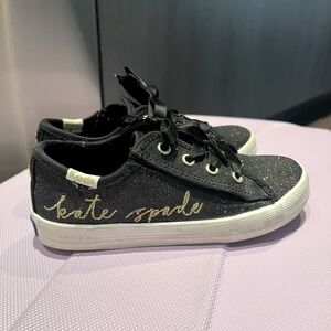 Keds X Kate Spade New York little girls 9C black glitter sneakers